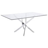 Carmelo Rectangular 66-inch Glass Top Dining Table Chrome